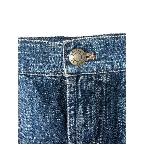 Vintage Ralph Lauren Skirt Women's Size 4 Denim Blue Jean Skirt Slit - Picture 3 of 5